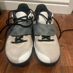 Kids Nike Black and White Shoes with Gray Accents